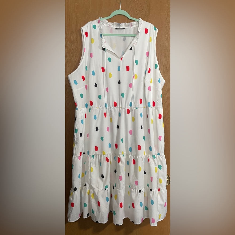 Colorful Polka Dot Sleeveless Dress. Bloomchic plus size 28X